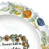 One Sweet Kiss is the Price of This, Very Scarce c. 1830 English Creamware Child's Plate