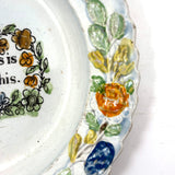 One Sweet Kiss is the Price of This, Very Scarce c. 1830 English Creamware Child's Plate