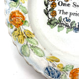 One Sweet Kiss is the Price of This, Very Scarce c. 1830 English Creamware Child's Plate
