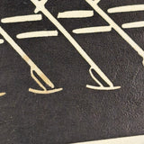 Rowers, Susan Flint 1930s Linocut  Illustration for The New Yorker, with Original Editorial Stamped Cardboard