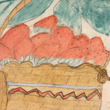 Full of Life Basket of Strawberries, Charming Naive Watercolor Drawing by Katie Eby, 1909, Pennsylvania