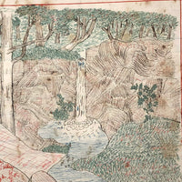 Falls of the Pine Run, Enthusiastically Observed 1887 Pen Ink Drawing with Charming Narrative on Reverse