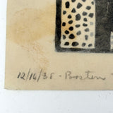 Bowl of Fruit, Susan Flint 1938 Signed Linocut Illustration for The New Yorker, with Original Editorial Stamped Cardboard