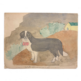 Sad Eyed St. Bernard, 1909 Naive Watercolor by Katie Eby, Age 14, Pennsylvania