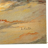 "Blue Dusk (Bathsheeba)"  Rather Transportive Watercolor Seascape Signed L. Foster, c. 1920s