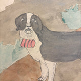Sad Eyed St. Bernard, 1909 Naive Watercolor by Katie Eby, Age 14, Pennsylvania
