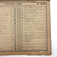 1886 + 1888 Almanacs with Handwritten Daily Diaries