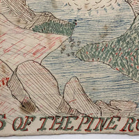 Falls of the Pine Run, Enthusiastically Observed 1887 Pen Ink Drawing with Charming Narrative on Reverse