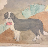 Sad Eyed St. Bernard, 1909 Naive Watercolor by Katie Eby, Age 14, Pennsylvania