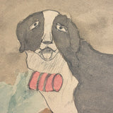 Sad Eyed St. Bernard, 1909 Naive Watercolor by Katie Eby, Age 14, Pennsylvania
