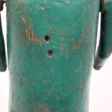 Curious c. Early 20th Century Carved Folk Art Man in Green and Black with Swinging Arms and Custom Base