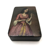 Woman in Pink, 19th C. Hand-painted Portrait Snuff Box