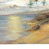 "Blue Dusk (Bathsheeba)"  Rather Transportive Watercolor Seascape Signed L. Foster, c. 1920s
