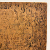ABC WXZ 1904, Densely Doodled Old Wooden Drawing/Drafting  Board