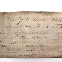 Dear Kid, Shirt Cuff Postcard, Mailed NYC to Philadelphia, 1860s
