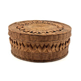 Very Fine Antique Wabanaki Ash Splint Lidded Basket with Curlicues