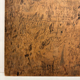 ABC WXZ 1904, Densely Doodled Old Wooden Drawing/Drafting  Board