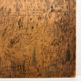 ABC WXZ 1904, Densely Doodled Old Wooden Drawing/Drafting  Board