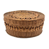Very Fine Antique Wabanaki Ash Splint Lidded Basket with Curlicues