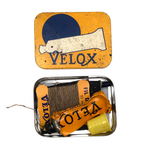 Excellently Designed c. 1970s French Velox Tire Repair Tin with Full Kit Inside