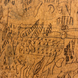 ABC WXZ 1904, Densely Doodled Old Wooden Drawing/Drafting  Board