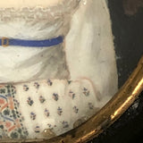 SOLD Early 19th Century Miniature Portrait of Lovely Woman in White and Blue, Presumed French