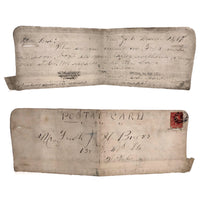 Dear Kid, Shirt Cuff Postcard, Mailed NYC to Philadelphia, 1860s