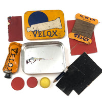 Excellently Designed c. 1970s French Velox Tire Repair Tin with Full Kit Inside