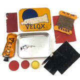Excellently Designed c. 1970s French Velox Tire Repair Tin with Full Kit Inside