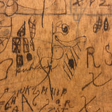 ABC WXZ 1904, Densely Doodled Old Wooden Drawing/Drafting  Board
