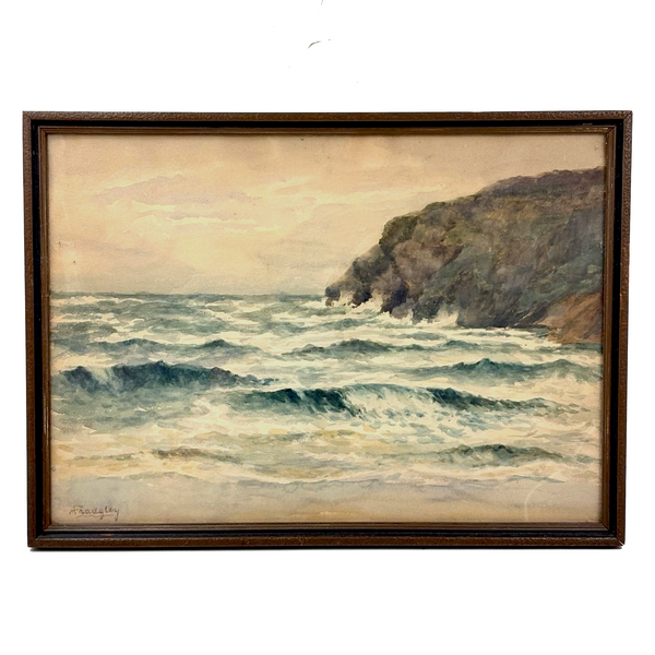 Lovely Early 20th Century Watercolor Seascape in Original Frame