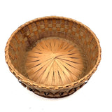 Very Fine Antique Wabanaki Ash Splint Lidded Basket with Curlicues