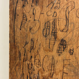 ABC WXZ 1904, Densely Doodled Old Wooden Drawing/Drafting  Board