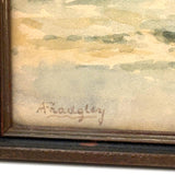 Lovely Early 20th Century Watercolor Seascape in Original Frame