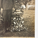 Proud Young Man with Wonderful Heart Decorated Folk Art Twig Table,  Early 1900s RPPC
