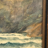 Lovely Early 20th Century Watercolor Seascape in Original Frame