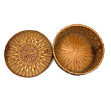 Very Fine Antique Wabanaki Ash Splint Lidded Basket with Curlicues