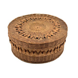 Very Fine Antique Wabanaki Ash Splint Lidded Basket with Curlicues
