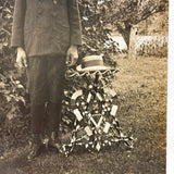 Proud Young Man with Wonderful Heart Decorated Folk Art Twig Table,  Early 1900s RPPC