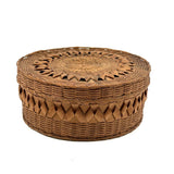 Very Fine Antique Wabanaki Ash Splint Lidded Basket with Curlicues