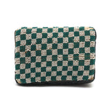 Fantastic 19th Century Very Finely Beaded Green and White Checkerboard Patterned Needlebook/Pinkeep