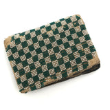 Fantastic 19th Century Very Finely Beaded Green and White Checkerboard Patterned Needlebook/Pinkeep