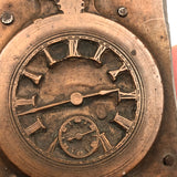 Pocket Watch at 2:43, Antique Copper Print Block on Wood