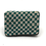 Fantastic 19th Century Very Finely Beaded Green and White Checkerboard Patterned Needlebook/Pinkeep