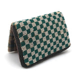 Fantastic 19th Century Very Finely Beaded Green and White Checkerboard Patterned Needlebook/Pinkeep
