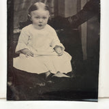 Young Child with Mother's Arm and Patterned Drape, Antique Tintype