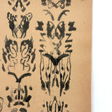 Skulls, Bodies, Butterflies: Two Pages of Evocative Earlyish 20th Century School Work Ink Blot Exercises