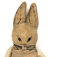 Much Loved Old Handmade Rag Bunny with Many Darned Spots