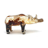 Internally Crusty C. 1930s Bols Apricot Blown Glass Rhino Bottle (with Owl Box)