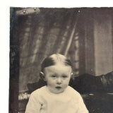 Young Child with Mother's Arm and Patterned Drape, Antique Tintype